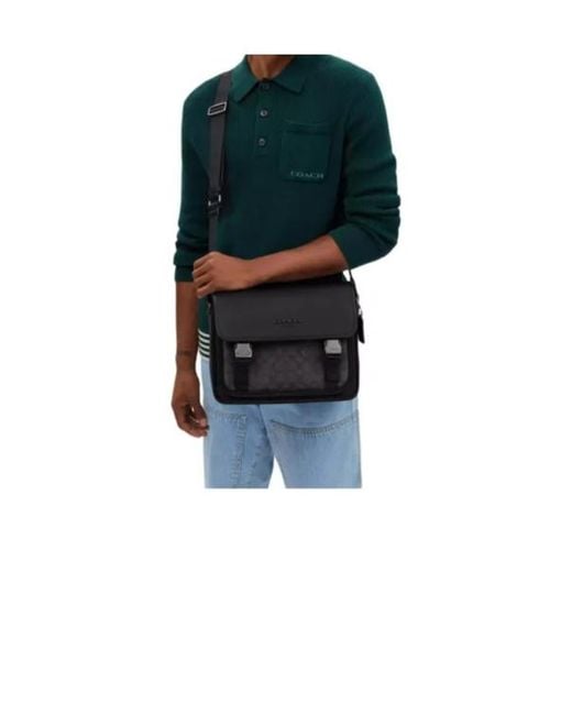 COACH Black Logo Shoulder Bag for men