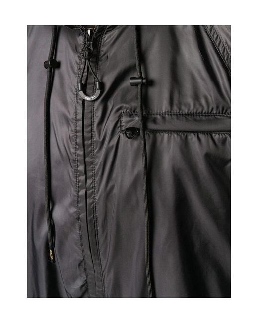 KENZO Black Cropped Drawstring Hooded Jacket
