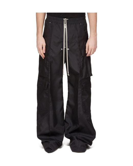Rick Owens Black Concordians Double Cargo Jumbo Belas Trousers for men