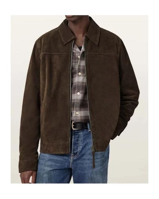AllSaints Brown Suede Zip Jacket for men