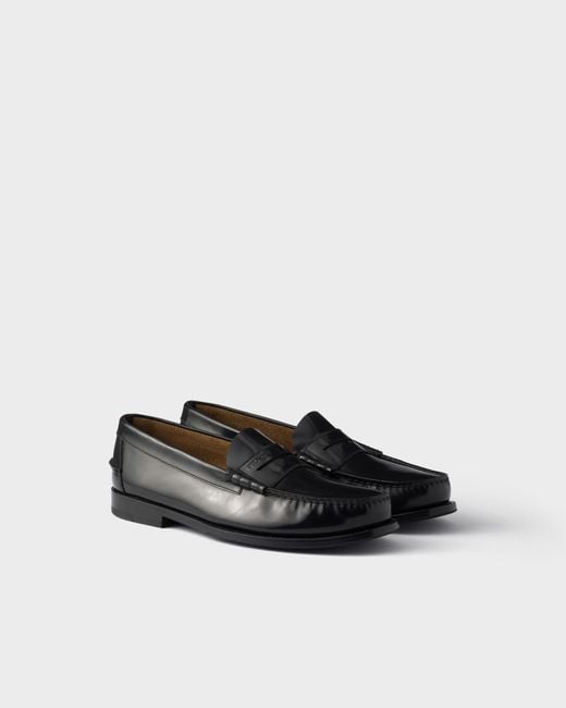 Prada Black Logo-Embossed Loafers for men