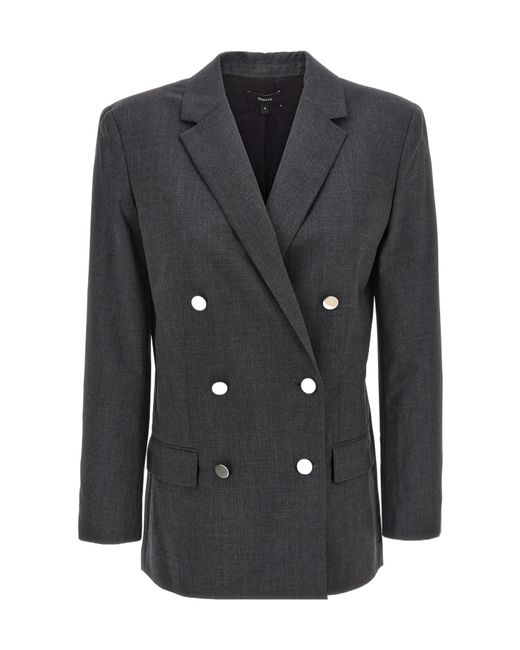 Theory Black Double-Breasted Blazer