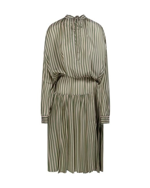 Dries Van Noten Green Striped Dress