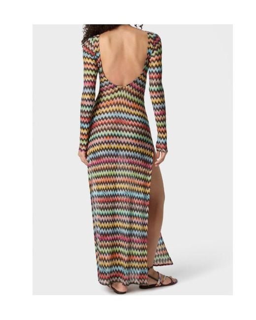 Missoni Multicolor Zigzag Long Sleeve Knitted Dress