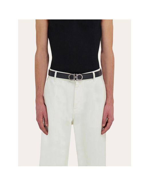 Ferragamo White Reversible And Adjustable Gancini Belt for men