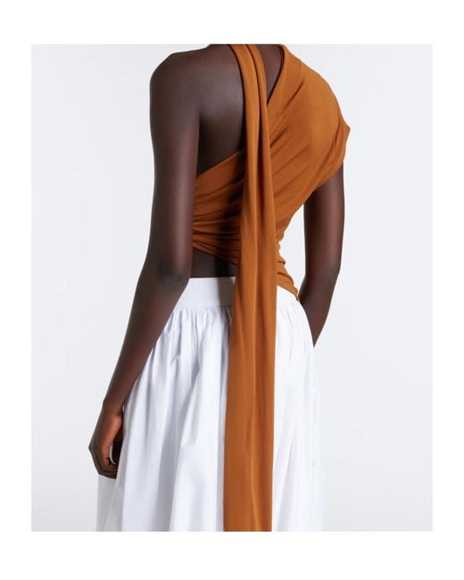 Christopher Esber Brown Vienna Draped Scarf-Detail Jersey Top