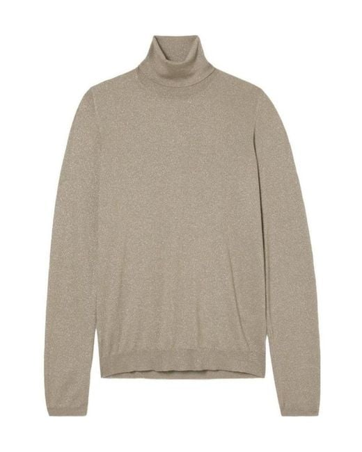 Brunello Cucinelli Gray Metallic Turtleneck Pullover