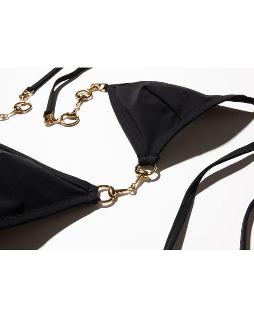 Gucci White Horsebit Detailed Two-Piece Bikini