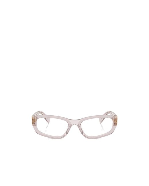 Miu Miu White Eyewear Geometric Frame Glasses