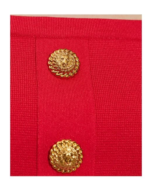 Balmain Red Buttons Knit Bralette Top