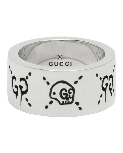 Gucci White Ghost Logo Ring