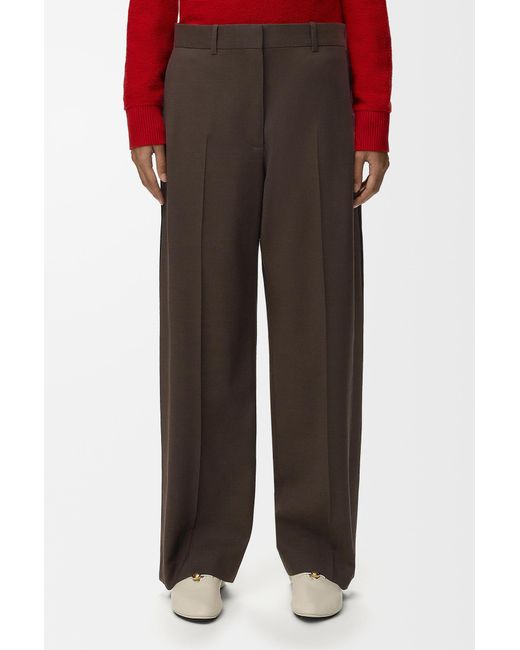 Loewe Brown Wool-Blend Casual Trousers With Belt Loops