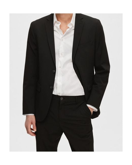 SELECTED Black Long-Sleeved Suit Coat for men