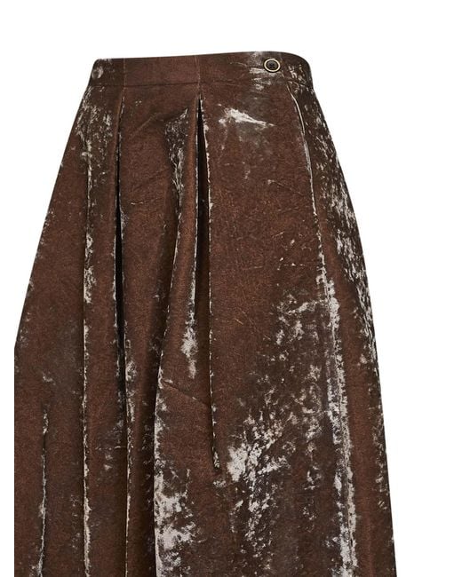 Uma Wang Brown Pleated Skirt