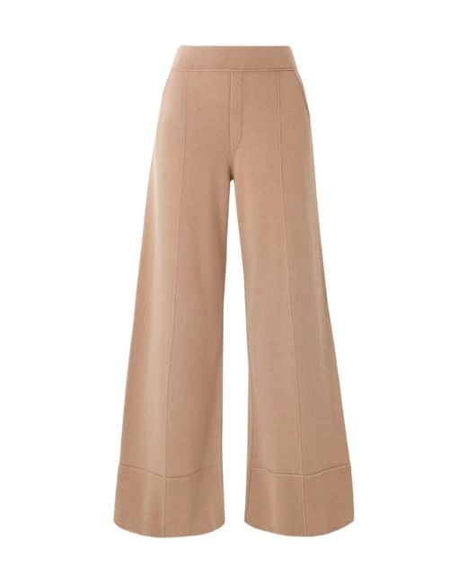 Allude Natural Wool And Cashmere-Blend Wide-Leg Pants