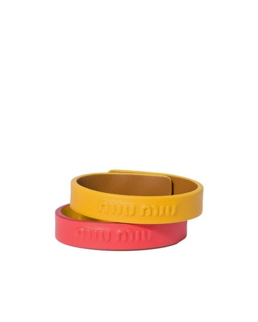 Miu Miu Yellow Leather Bracelets