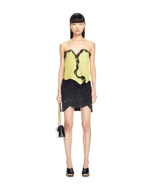 Off-White c/o Virgil Abloh Yellow Leather Lace-Detail Top
