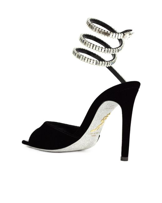 Rene Caovilla Black René Caovilla Spark Velvet Sandals