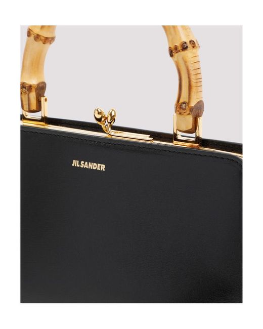 Jil Sander Black Goji Logo Embossed Mini Top Handle Bag