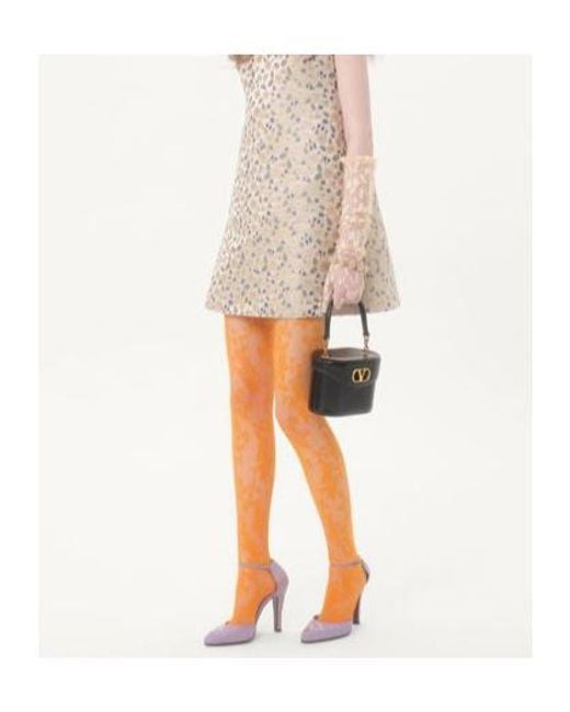 Valentino Orange Floral Print Stockings