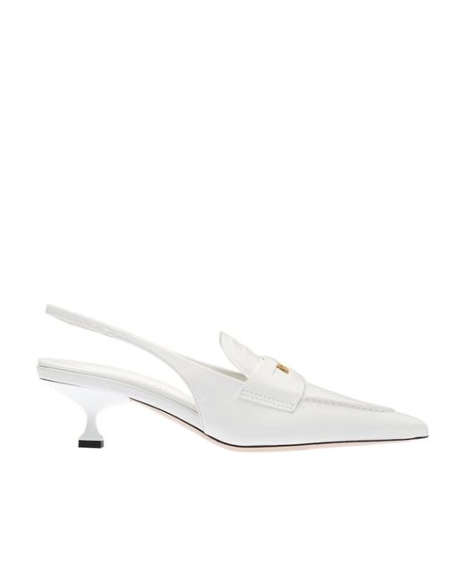 Miu Miu White Logo High Heels