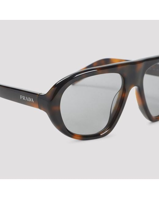 Prada White Eyewear Oversized Pilot Sunglasses