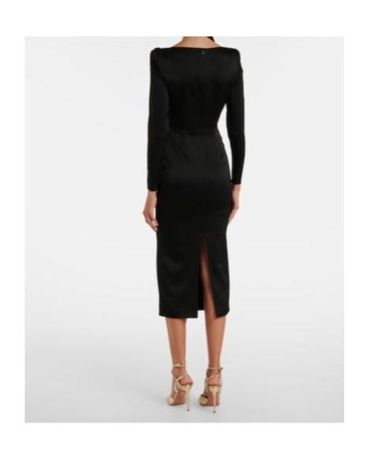 Alex Perry Black Asymmetric Draped Midi Dress