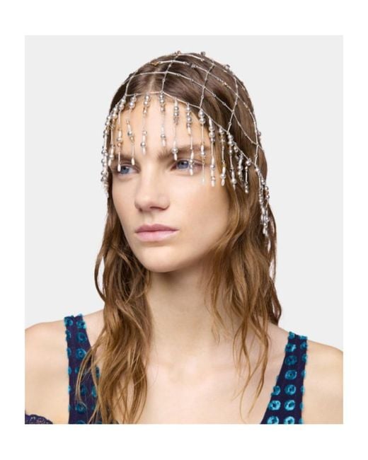 Rabanne White Pearl-Embellished Hair Beanie