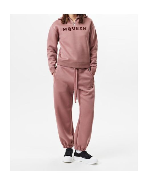 McQueen Pink Logo Half-Zip Sweater