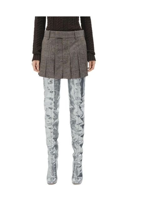 Bottega Veneta Gray Mini Pleated Skirt