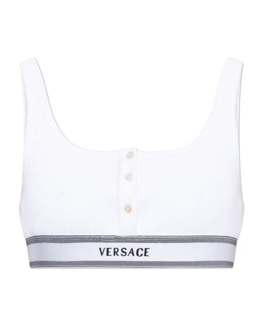 Versace White Ribbed Bralette