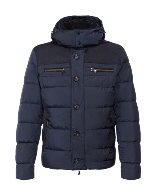 Paul & Shark Blue Long-Sleeved Hooded Quilted Down Jacket for men