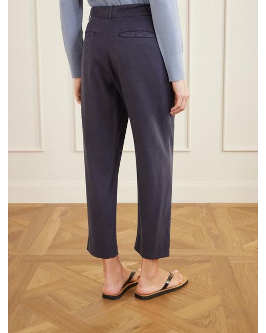 The Row Blue Karsten Cropped Cotton Straight-Leg Pants