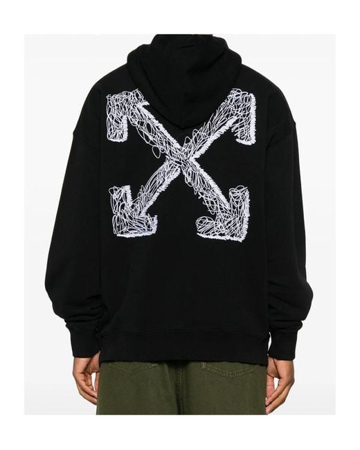 Off-White c/o Virgil Abloh Black Logo-Embroidered Drawstring Hoodie for men