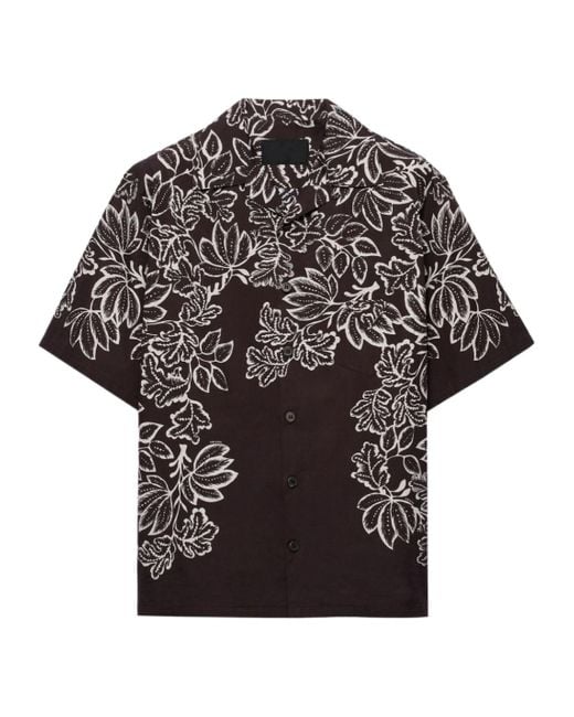 Prada Black Cotton Printed Bowling Shirt for men