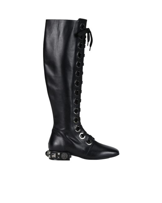 Dolce & Gabbana Black Minimalist Square-Toe Tall Boots