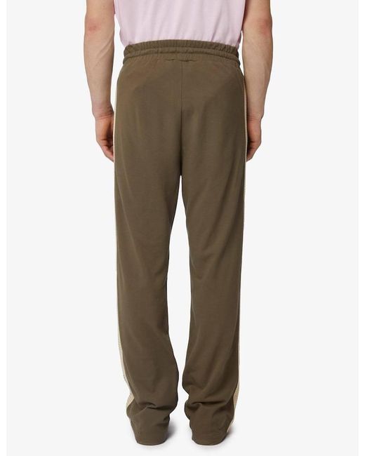 Palm Angels Green Monogram-Embroidered Track Pants for men