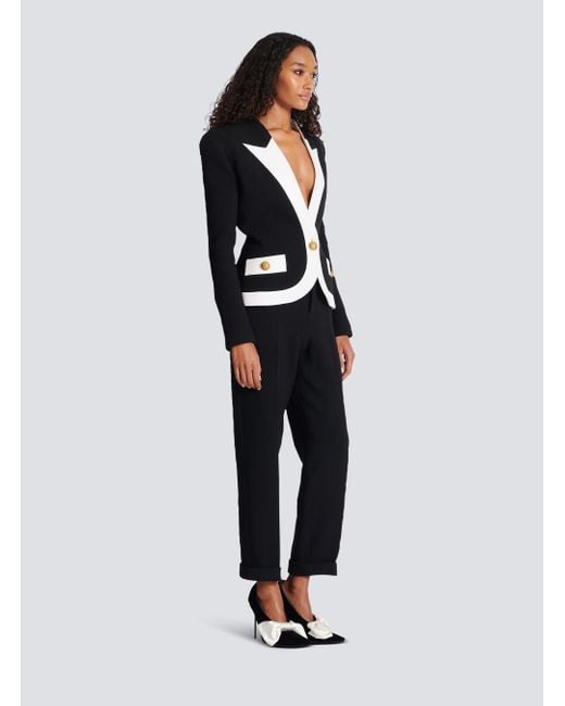 Balmain Black Two-tone Wool Jacket