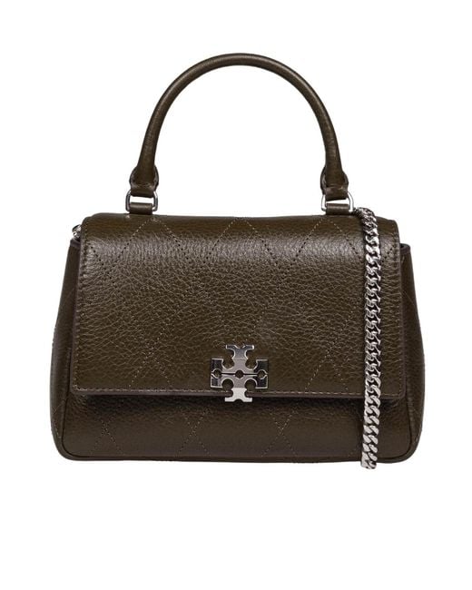 Tory Burch Brown Mini Charlie Quilted Top-Handle Crossbody