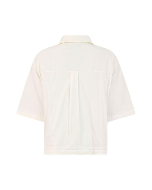Herno White Boxy Three-Quarter Sleeve Buttoned Jacket