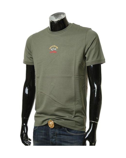Paul & Shark Green Logo Printed T-Shirt With Round Neck for men