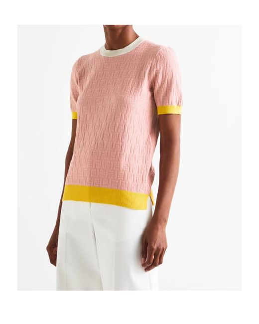 Fendi Pink Ff Pullover Knitted Top
