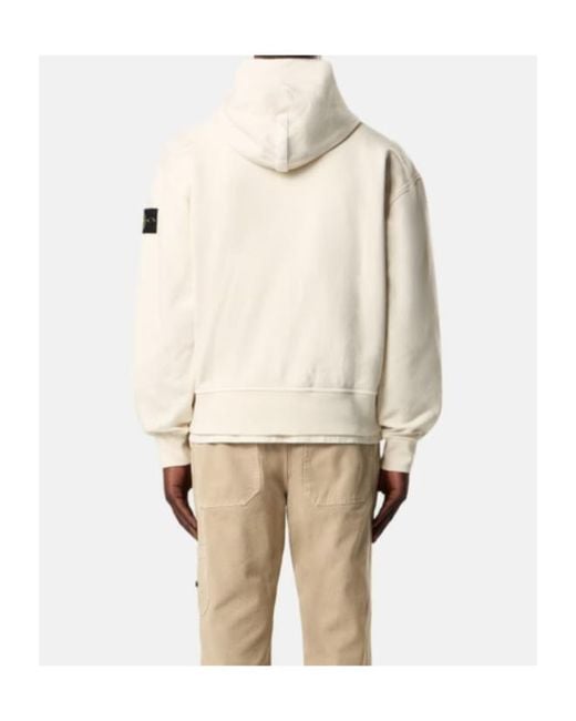 Stone Island Natural Oversized Fit Zip-Up Hooded Sweatshirt for men