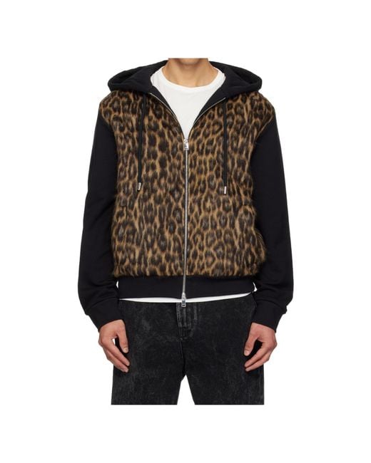 Lanvin Black Zipped Faux-Fur Hoodie for men