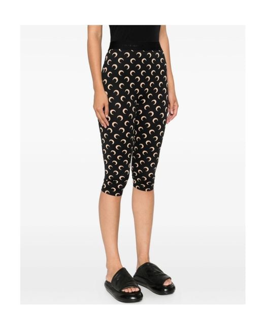 MARINE SERRE Black Crescent Moon-Print Trousers