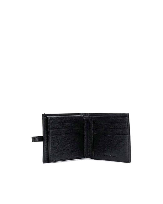 Emporio Armani Black Textured Leather Wallet Card Holder for men