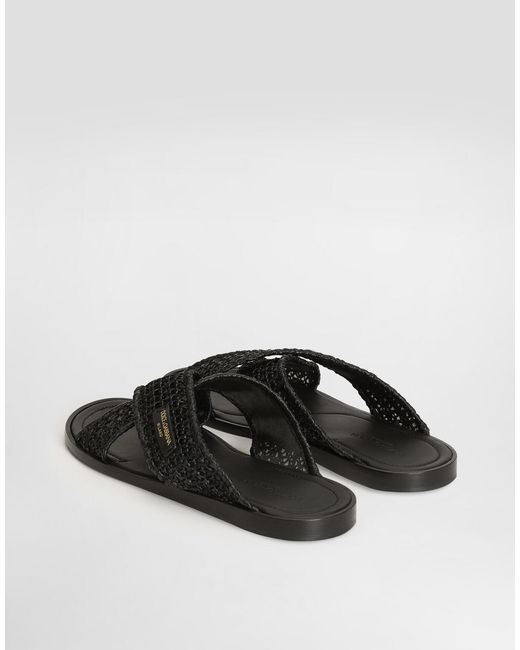 Dolce & Gabbana Black Woven Cross-Strap Slides for men
