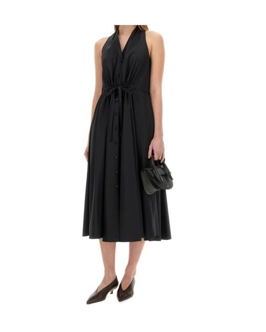Aspesi Black Poplin Midi Dress