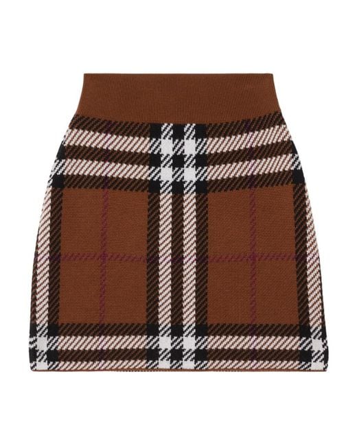 Burberry Brown Kiandra Check Wool Mini Skirt