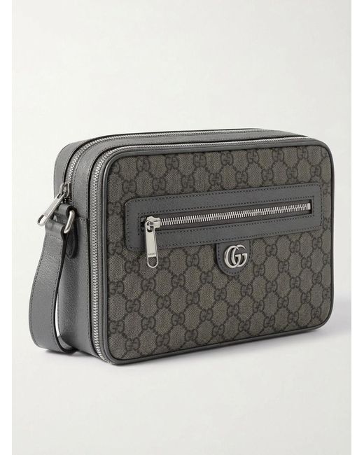 Gucci Gray All-Over Patterned Zip-Up Shoulder Bag for men